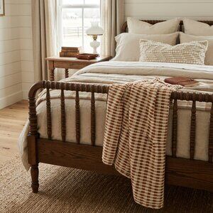 Over-Sized Orange and Off White Knit Throw